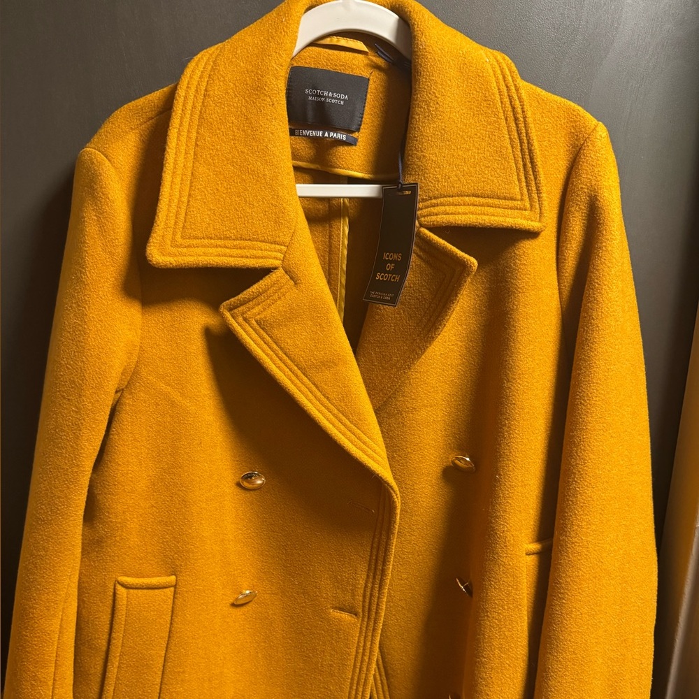 Scotch & Soda Women's Vibrant Yellow Pea Coat